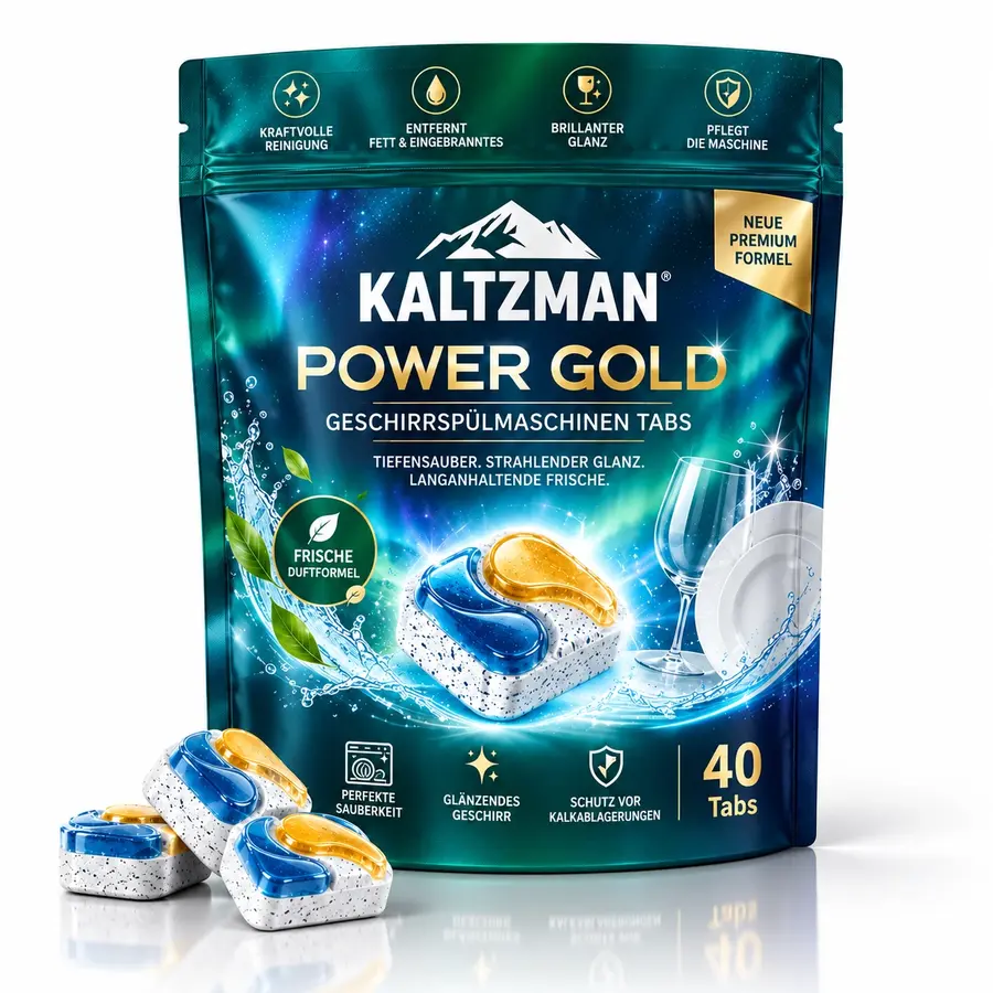 KALTZMAN POWER GOLD Geschirrspülmaschinen Tabs, 40 Tabs – Vorderseite